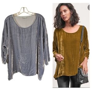 CP Shades Sibella Oversized Velevt Silver Tunic Blouse